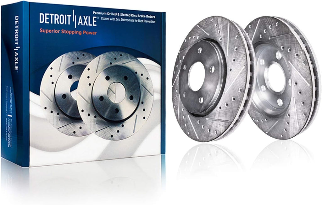 Front Drilled and Slotted Disc Brake Rotors and Brake Pads 6pc Set O524