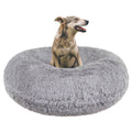 Siberian Grey Shag Faux Fur Bagel Pet Bed, Small - 30 inch Z618
