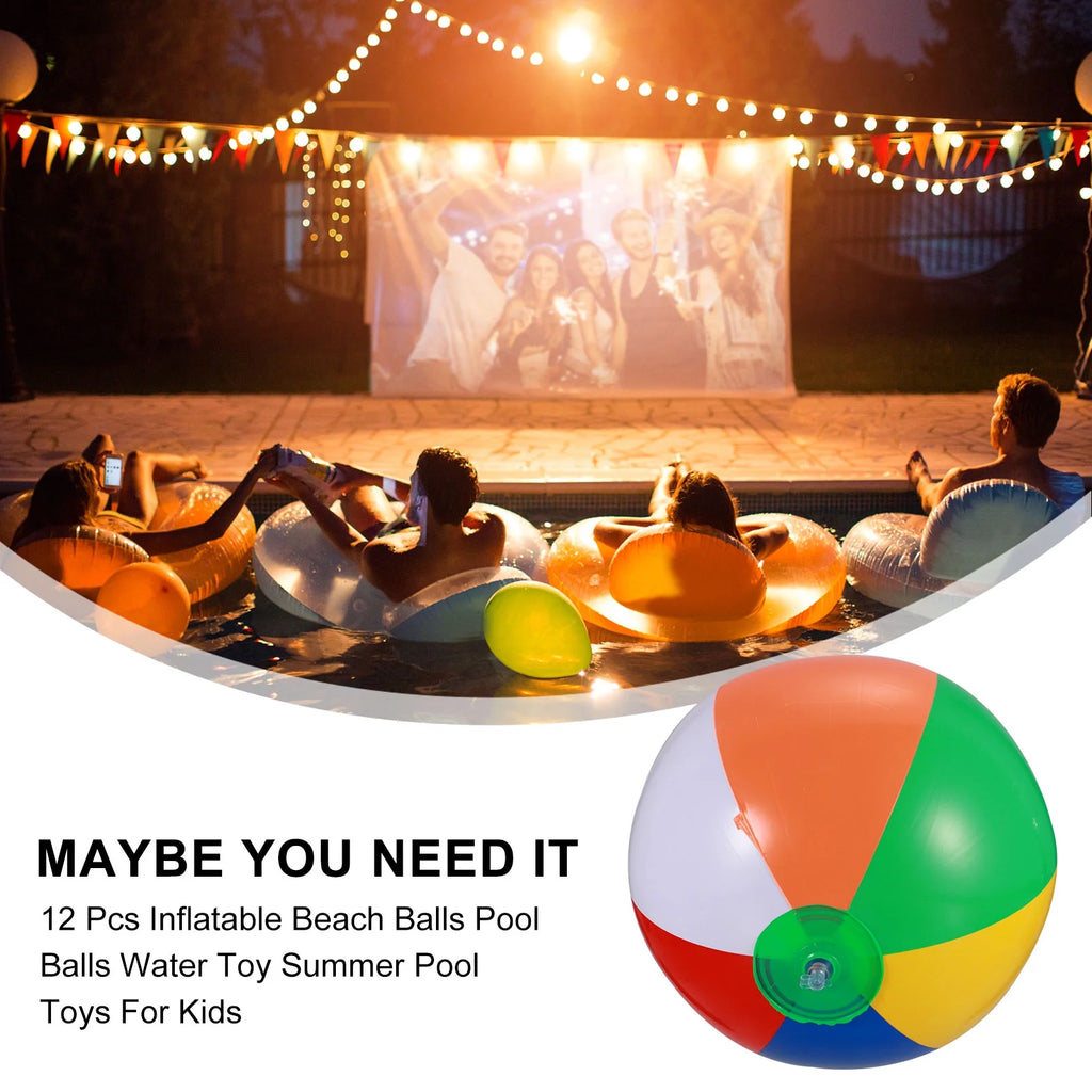 12 Pcs Inflatable Beach Balls Pool Toys M314852