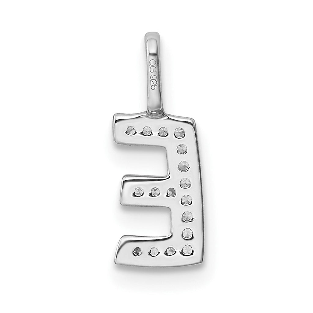 14k White Gold Diamond Letter E Initial Pendant Necklace I374675
