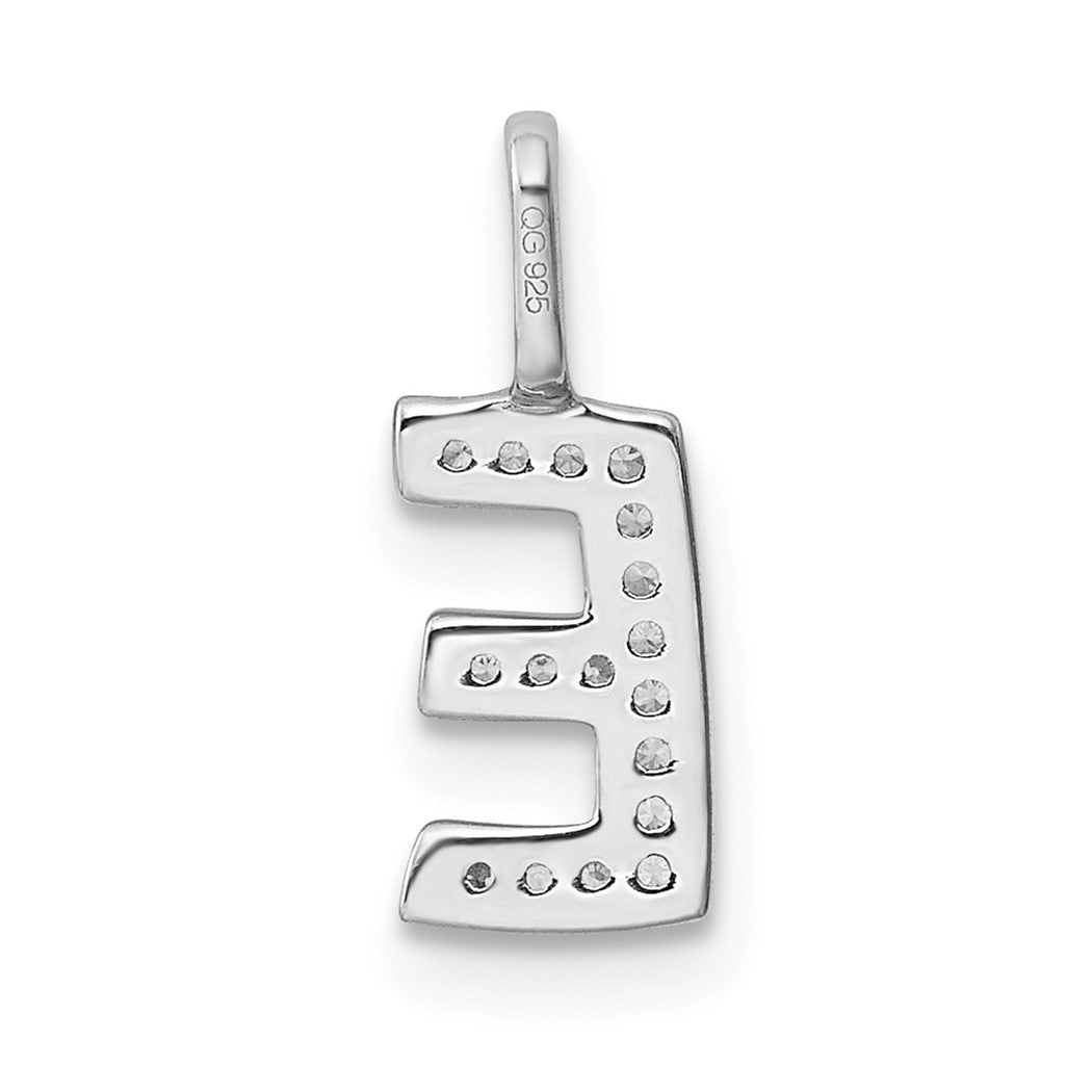 14k White Gold Diamond Letter E Initial Pendant Necklace I374675