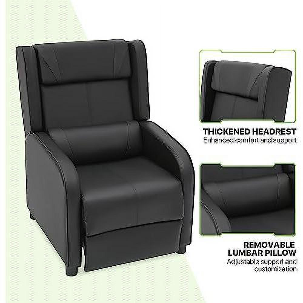 Black PU Leather Gaming Recliner Chair with Adjustable Back and Footrest B382308