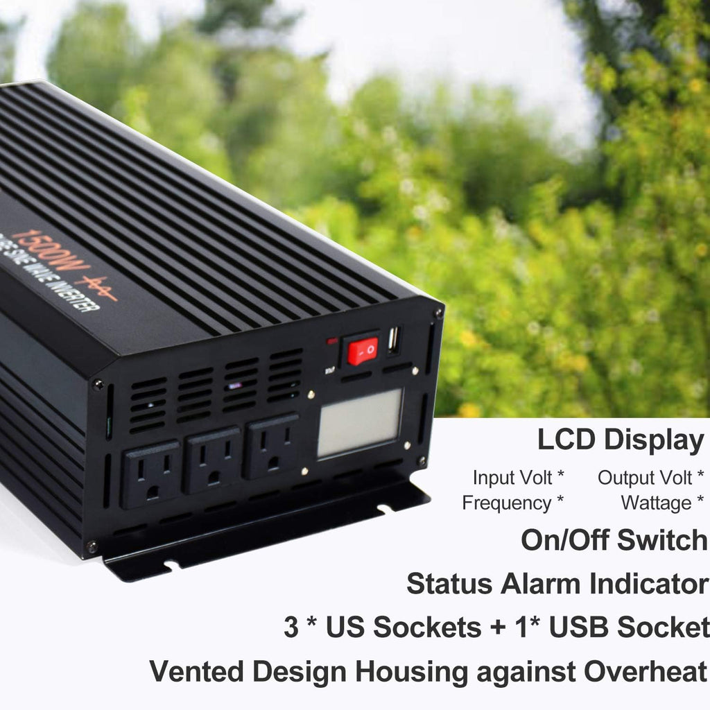 1500w Pure Sine Wave Power Inverter 24 Volt DC to AC 110v 120v Car Power Inverter J17820
