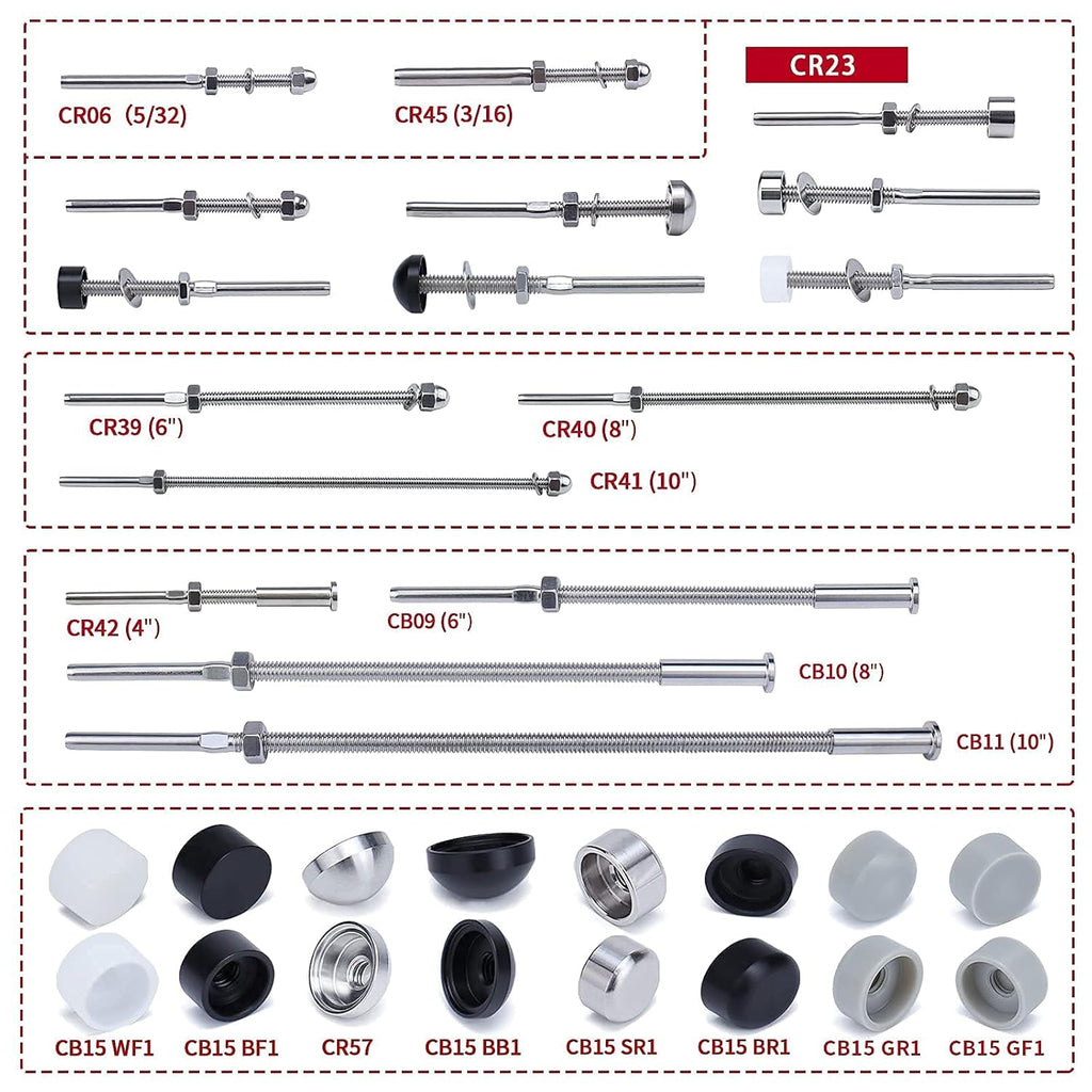 20Pack 1/8 Cable Railing Kit T316 Stainless Steel Terminal M72741