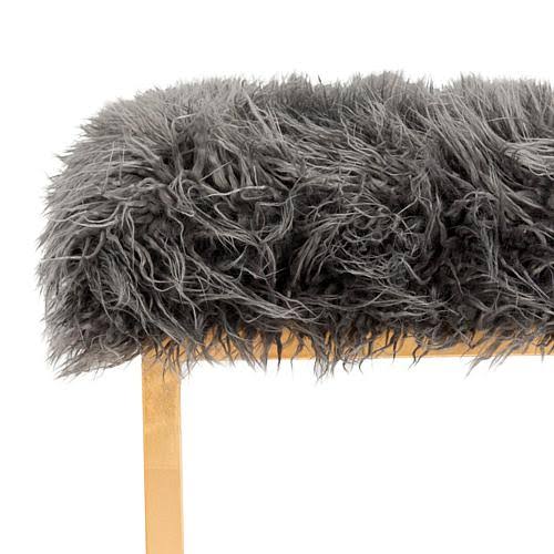White Faux Sheepkin Square Ottoman J3308